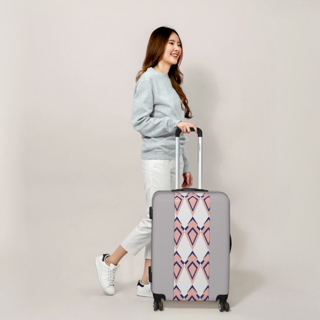 Modern Diamond Pattern Pink and Blue Luggage (Scale)