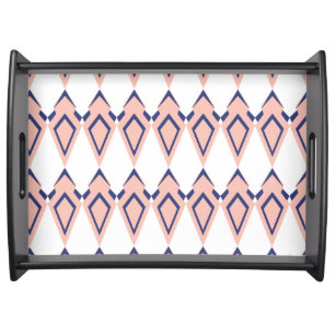 Modern Diamond Pattern Pink and Blue Serving Tray