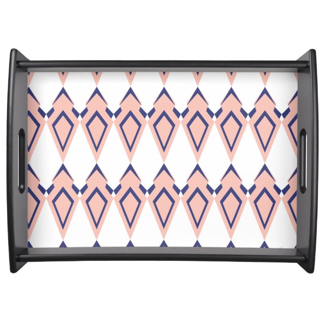 Modern Diamond Pattern Pink and Blue Serving Tray (Front)