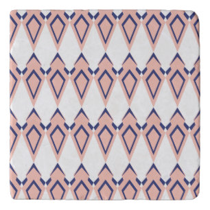 Modern Diamond Pattern Pink and Blue Trivet