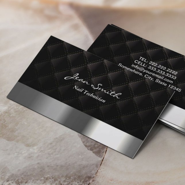 Modern Diamond Quilt Nail Technician Business Card (Creator Uploaded)