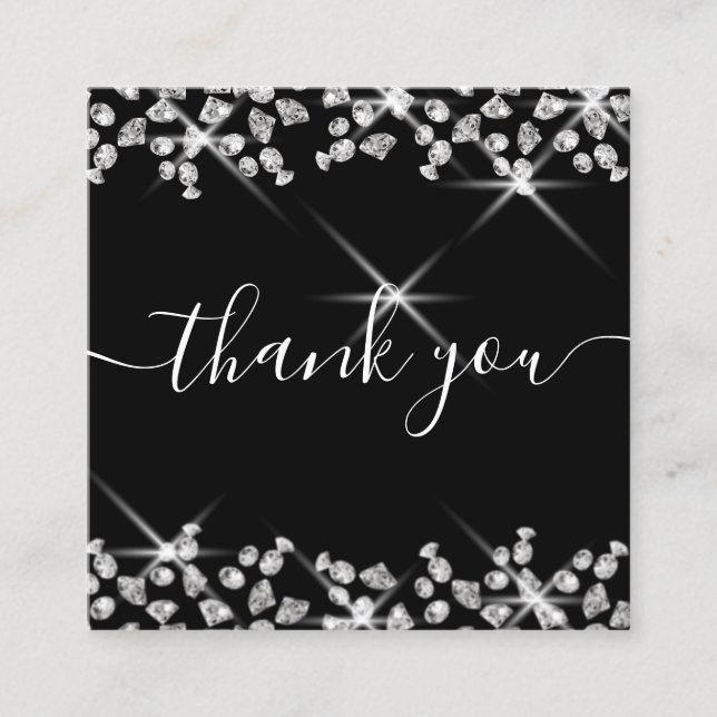 modern diamonds thank you for your business square business card (Front)