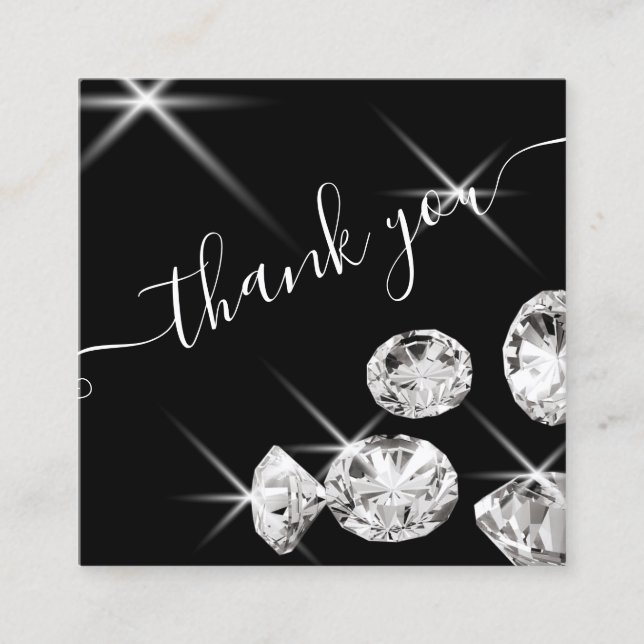 modern diamonds thank you for your business square square business card (Front)