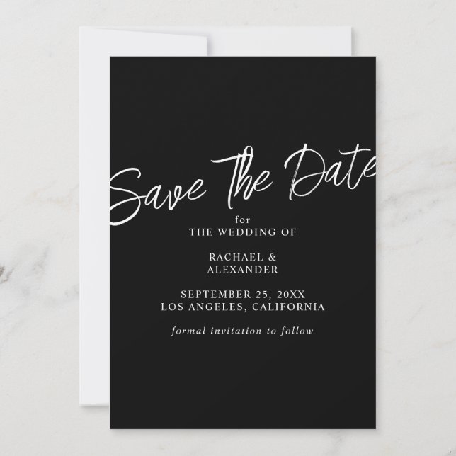 Modern Diamonds Wedding Photo Save the Date Invitation (Back)
