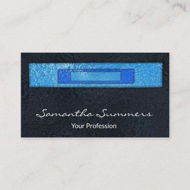 Modern Dichroic Fused Glass Art Black Blue Business Card (Front)