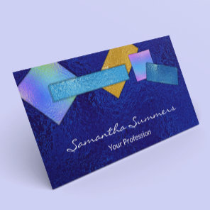 Modern Dichroic Fused Glass Art White Colorful Bus Business Card