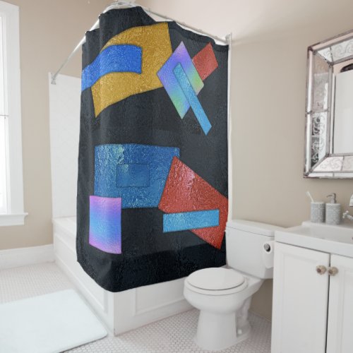 Modern Dichroic Fused Glass Look Colorful Shower Curtain