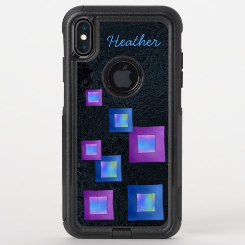 Modern Dichroic Fused Glass Look Tiles Colorful OtterBox Commuter iPhone XS Max Case