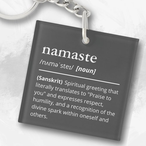 Modern Dicitonary Namaste Yoga Spiritual Black Keychain