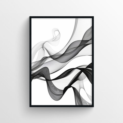 Modern Digital Abstract in Black and White Poster