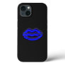 Modern Digital Art | Blue Neon Wall Light Lips iPhone 13 Case