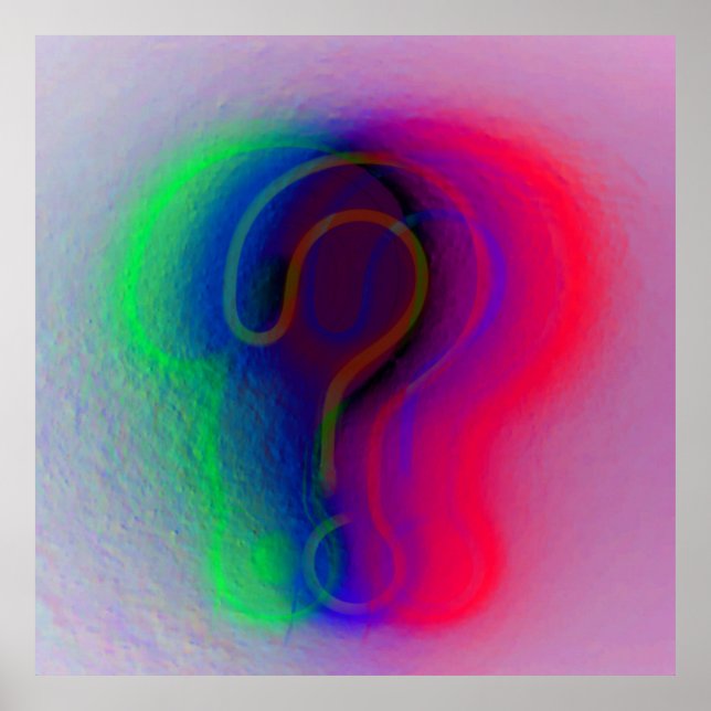 Modern Digital Art | Neon Color Question Wall Poster (Front)