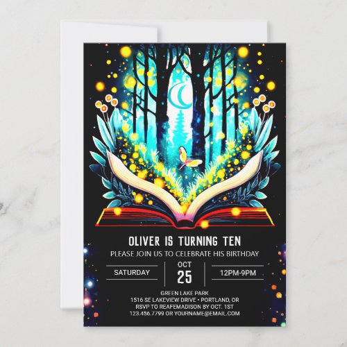 Modern Digital Fireflies Birthday Invitation