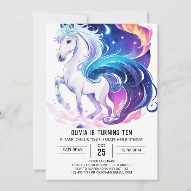 Modern Digital Horse Birthday Invitation (Front)