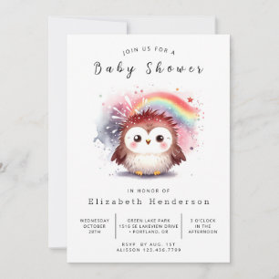 Modern Digital Owl Baby Shower Invitation