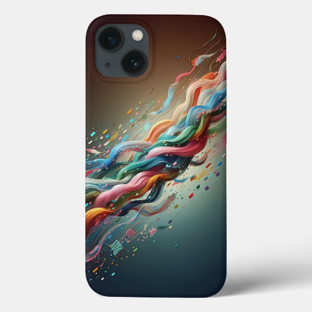 Modern Digital Ribbon Phone Case - Vibrant Rainbow (Back)