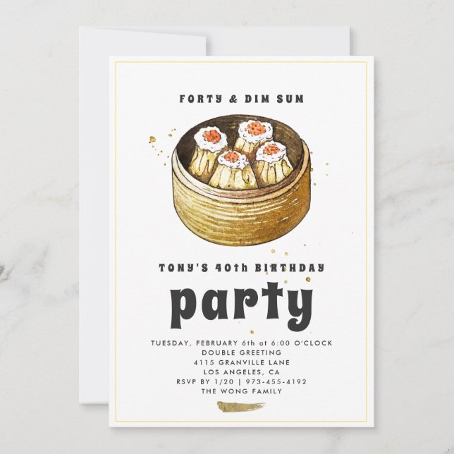Modern Dim Sum 40th Birthday Invitation (Front)