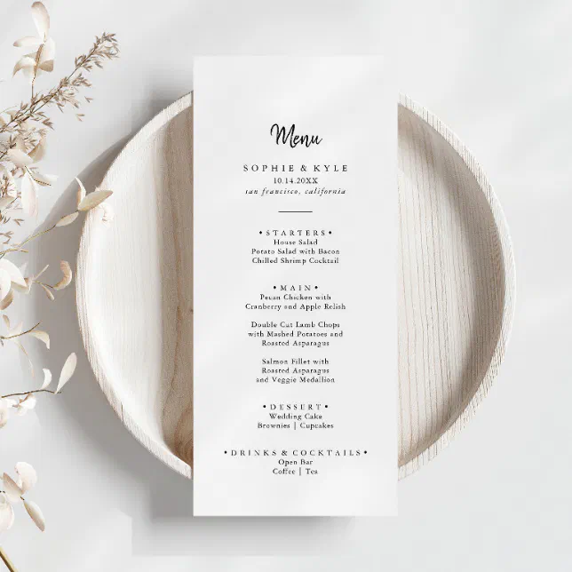 Modern Dinner Menu | Zazzle