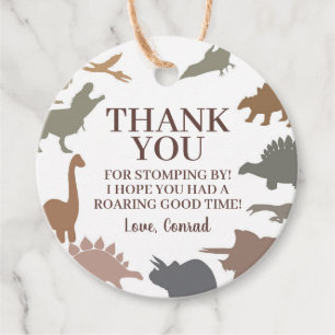 Modern Dinosaur Birthday Party Thank You Round Favor Tags