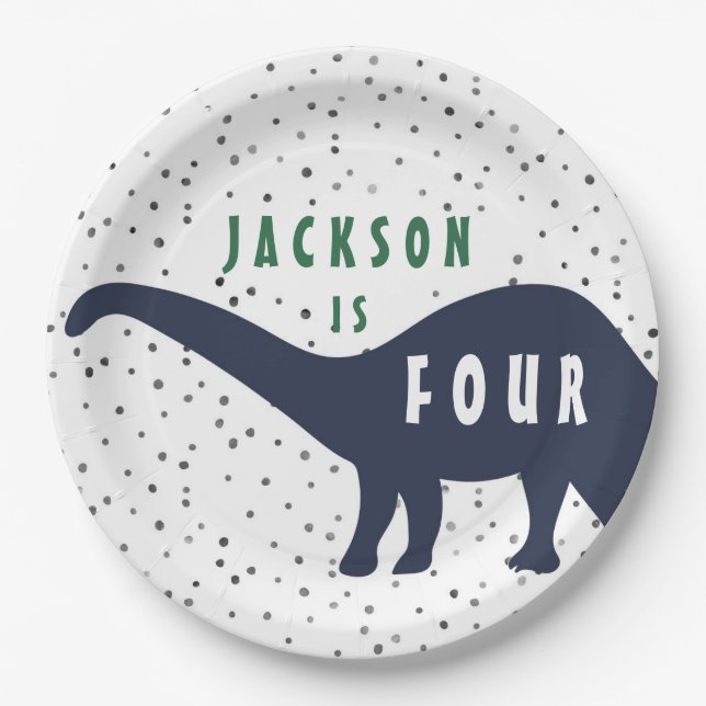Modern Dinosaur Birthday Plate (Front)