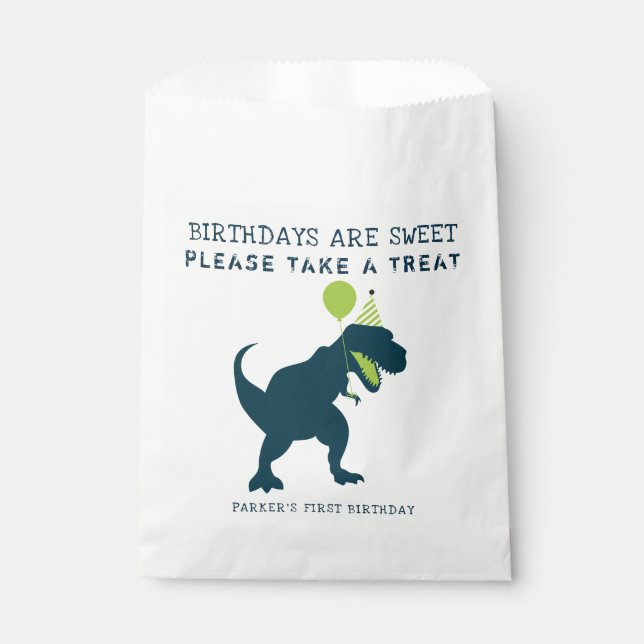 Modern Dinosaur Birthdays are Sweet Favor Bag (Front)