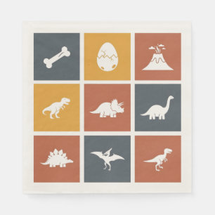 Modern Dinosaur Icon Grid Napkins