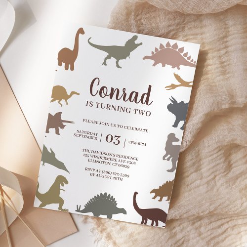Modern Dinosaur Jurassic Birthday Party Minimalist Invitation