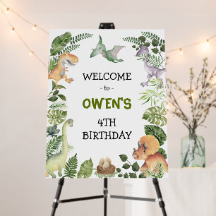 Modern Dinosaur Jurassic Jungle Birthday Welcome Foam Board