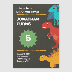 Modern dinosaur kids birthday magnetic invitation
