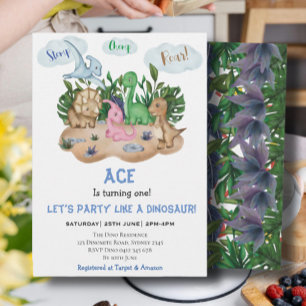Modern Dinosaur Kids Birthday Party! Roar! Invitation