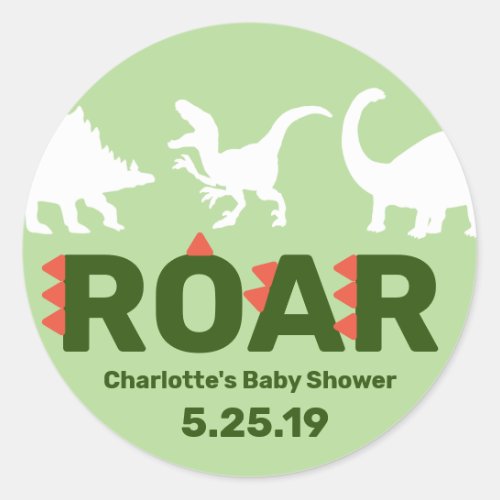 Modern Dinosaur ROAR Baby Shower Sticker