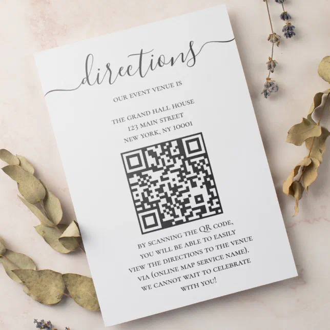 Modern Directions Digital Maps With QR Code Enclosure Card | Zazzle