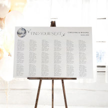 Modern Disco Ball 18 Table Wedding Seating Chart