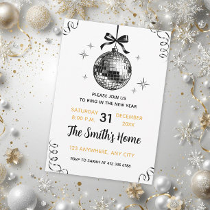 Modern Disco Ball New Year’s Eve Party Invitation