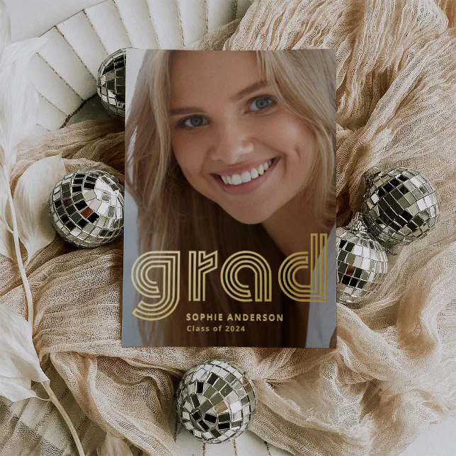 Modern Disco | Photo Grad Announcement Gold Foil



