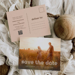 Modern Disco Text Photo QR Code Save the Date Announcement Postcard
