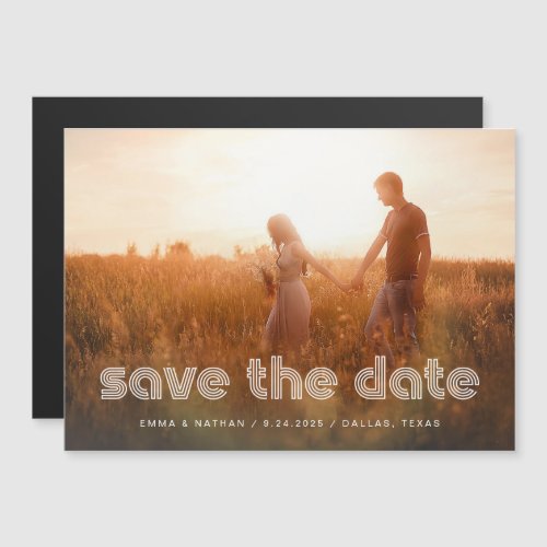 Modern Disco Text  Photo Save the Date Magnetic Invitation