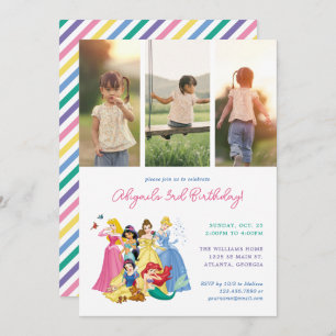 Modern Disney Princess Birthday   Photo Collage Invitation