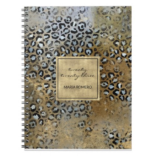 Modern Distressed Gold Leopard Print Notebook