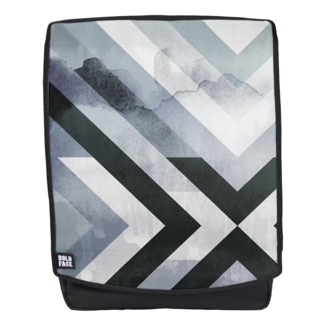 Modern Distressed Grunge Geometric Gray Design Backpack (Front)
