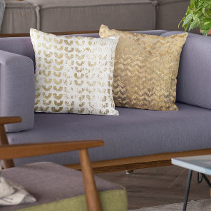Modern Distressed Metallic Gold Pattern - Chevron Throw Pillow