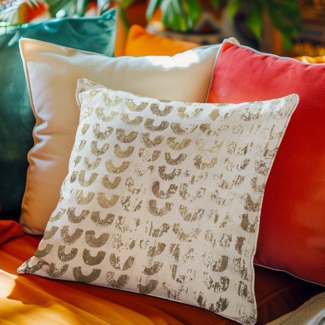 Modern Distressed Metallic Gold Pattern - Smiles Throw Pillow (Creator Uploaded)