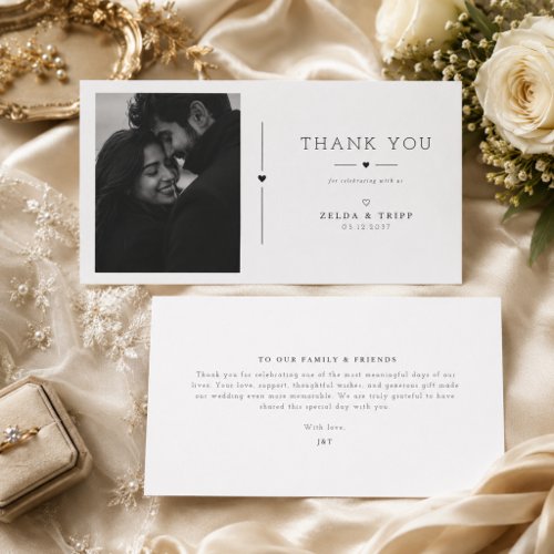 Modern Divider Wedding Photo Thank You Card