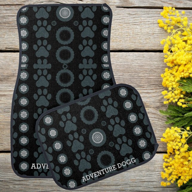 Modern DIY Adventure Dog Paw Print Set of Car Mats (Creator Uploaded)