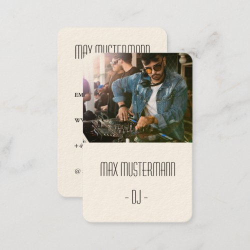 Modern DJ business card with own photo