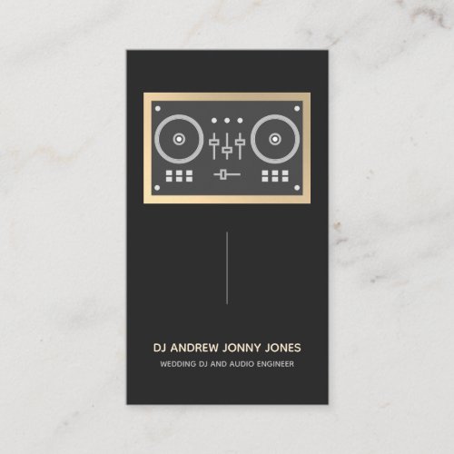 Modern DJ Controller _ Gold Faux Border Business Card