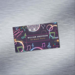 Modern DJ Music Party Event Business Card Magnet