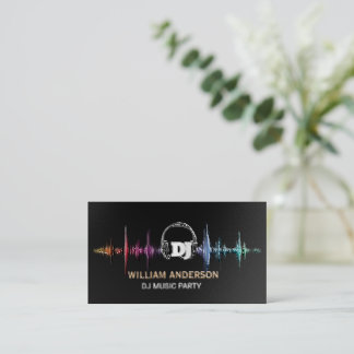 Modern DJ Music Party Event Business Raised Spot UV Business Card