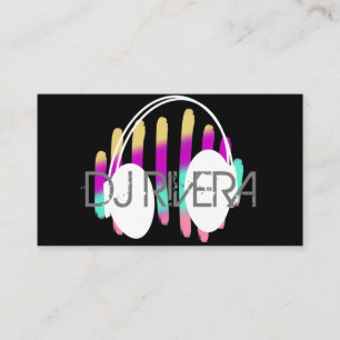 Modern DJ Music Producer Neon Colorful Business Card