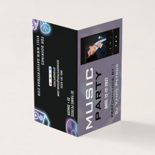 Modern DJ Music Turntable Folded Business  Card